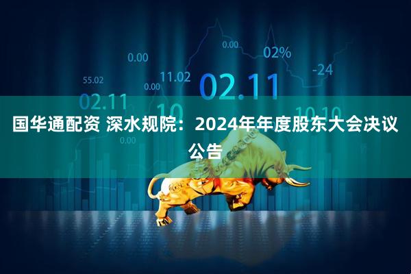 国华通配资 深水规院：2024年年度股东大会决议公告