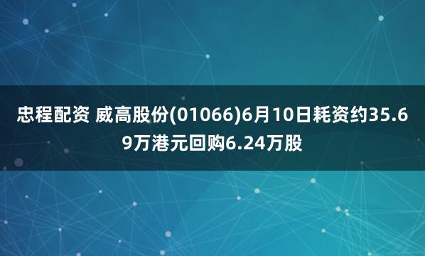 忠程配资 威高股份(01066)6月10日耗资约35.69万港元回购6.24万股